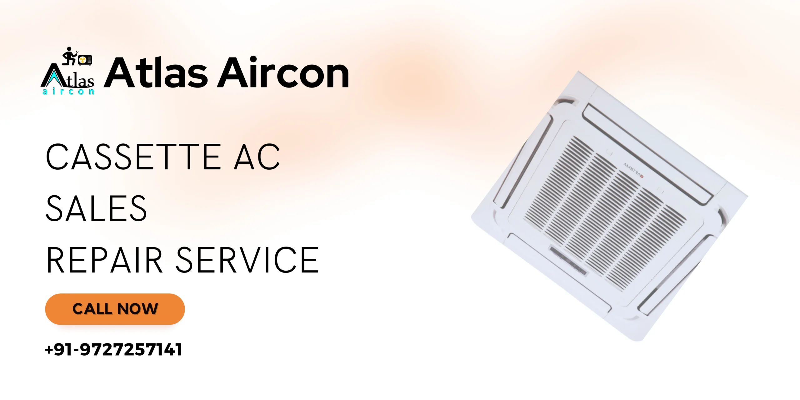 Atlas Aircon technician performing cassette ac repair in Vadodara