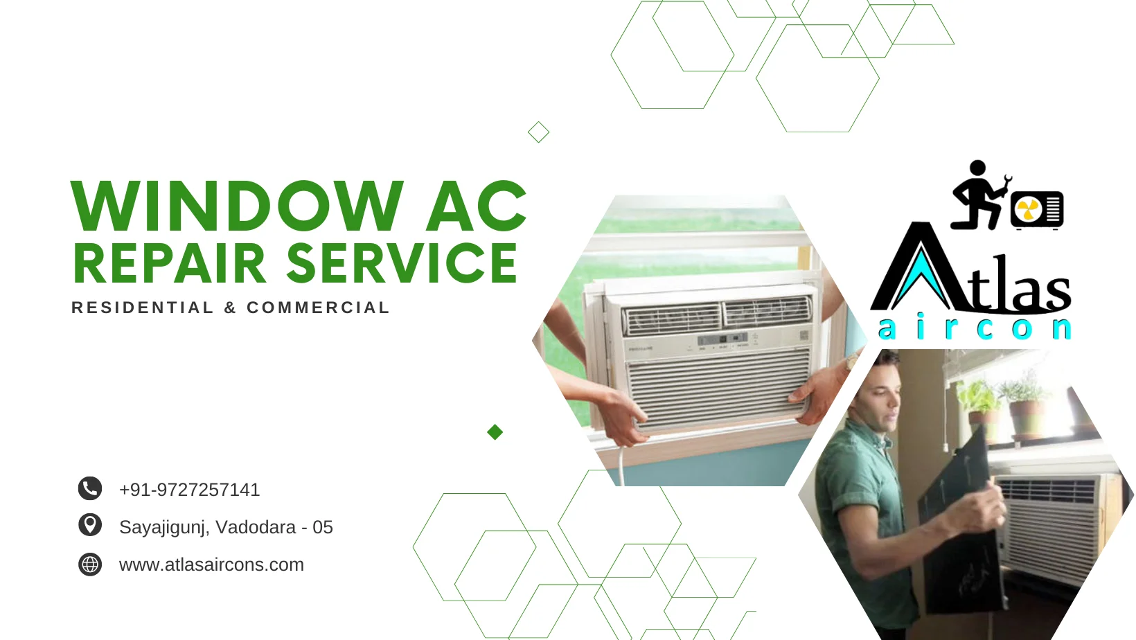 Technician performing window AC repair service in sankheda