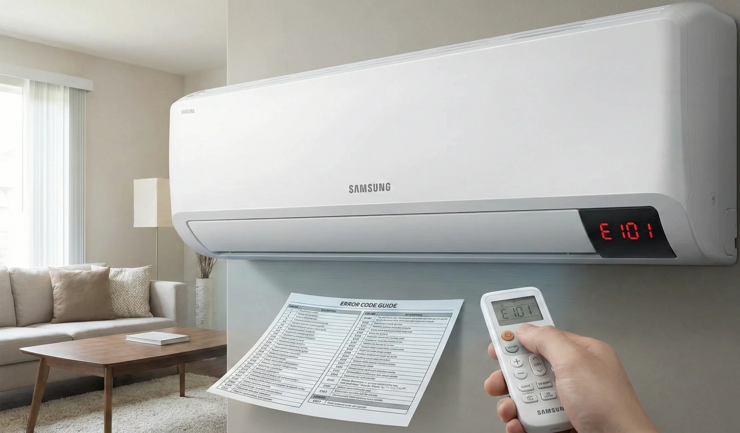 Samsung AC Error E203 displayed on unit